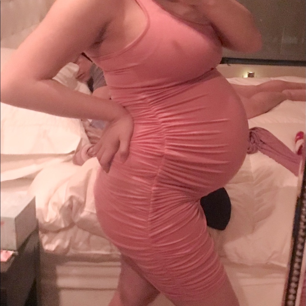 Pink blush Ruched Maternity dress